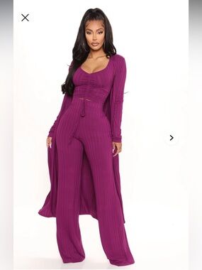 “Come Get It 3 Piece Pant Set” Plum